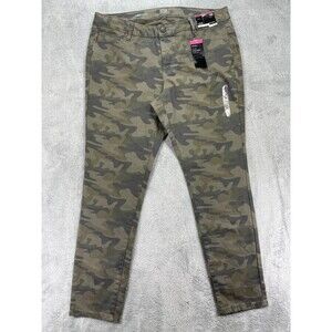a.n.a A New Approach Jeans Womens 18W Green Camouflage Mid Rise Skinny Leg